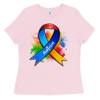 Bubblegum Pink autism ribbon Ladies Tee - Zillion Design Studio