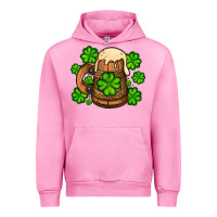 Fuchsia Pink St. Patrick's Beer and shamrock Urban Hoodie - OliviaCreatesArt