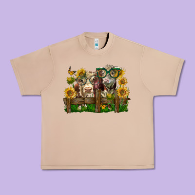 Hereford Bull And Heifer With Sunflowers Urban Heavy Tee Designed By Lillyallendesigns