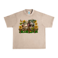 French Oak hereford bull and heifer with sunflowers Urban Heavy Tee - LillyAllenDesigns