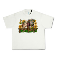 Pistachio hereford bull and heifer with sunflowers Urban Heavy Tee - LillyAllenDesigns