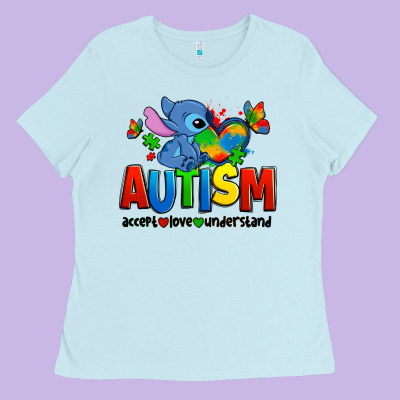 Autism Stitch Accept Love Understand Ladies Tee Designed By Zillion Design Studio