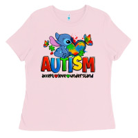 Bubblegum Pink autism stitch accept love understand Ladies Tee - Zillion Design Studio
