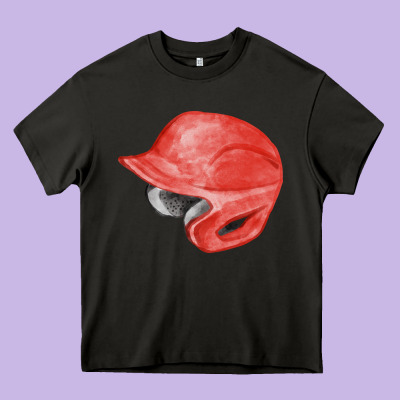 Red Baseball Helmet Fa Element Heavy Core Tee Designed By Fadigitalartstudio