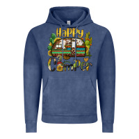 Vintage Denim happy camper caravan and gnome Vintage Hoodie - BarkalooDesign