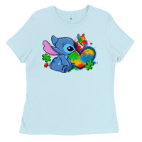 Baby Blue autism stitch heart Ladies Tee - Zillion Design Studio