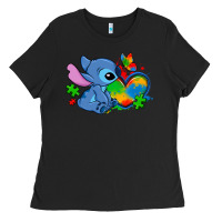 Black autism stitch heart Ladies Tee - Zillion Design Studio