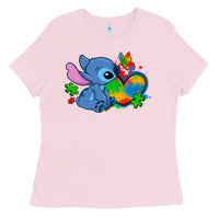Bubblegum Pink autism stitch heart Ladies Tee - Zillion Design Studio