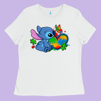 Autism Stitch Heart Ladies Tee Designed By Zillion Design Studio