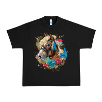 Black haflinger horse floral Urban Heavy Tee - LillyAllenDesigns