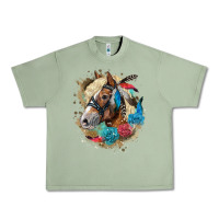 Oil Green haflinger horse floral Urban Heavy Tee - LillyAllenDesigns