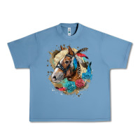 Pebble Blue haflinger horse floral Urban Heavy Tee - LillyAllenDesigns