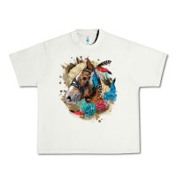 Pistachio haflinger horse floral Urban Heavy Tee - LillyAllenDesigns