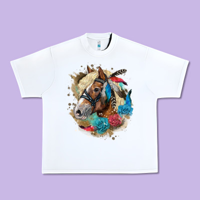 Haflinger Horse Floral Urban Heavy Tee Designed By Lillyallendesigns