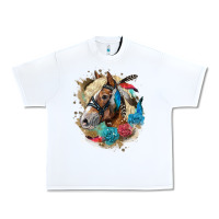 White haflinger horse floral Urban Heavy Tee - LillyAllenDesigns