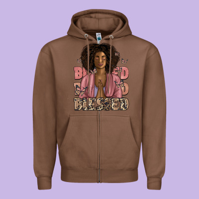 Blessed Black Woman Zipper Hoodie Designed By Artiststas