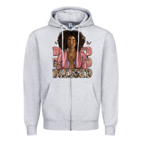Heather Grey blessed black woman Zipper Hoodie - Artiststas