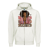 Oatmeal Heather blessed black woman Zipper Hoodie - Artiststas