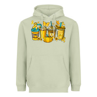 Matcha Childhood Cancer coffee cups yellow ribbon Heavyweight Hoodie - NancyCooperArtShop