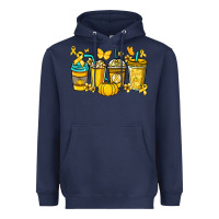 Navy Childhood Cancer coffee cups yellow ribbon Heavyweight Hoodie - NancyCooperArtShop