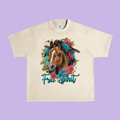 Free Spirit Quarter Horse Floral Urban Heavy Tee Designed By Lillyallendesigns