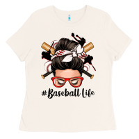 Bone baseball life messy bun Ladies Tee - Zillion Design Studio