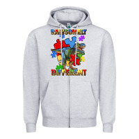 Heather Grey rawsomely different autism t rex Zipper Hoodie - Artiststas