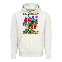 Oatmeal Heather rawsomely different autism t rex Zipper Hoodie - Artiststas