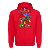Red rawsomely different autism t rex Zipper Hoodie - Artiststas