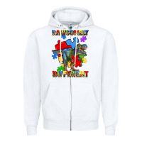 White rawsomely different autism t rex Zipper Hoodie - Artiststas