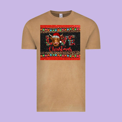 Love Christmas Highland Cow And Turquoise Gemstone Vintage Tee Designed By Jasminsmagicworld