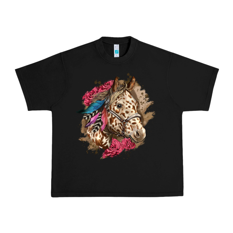 Floral Appaloosa Horse With Feathers Urban Heavy Tee by LillyAllenDesigns | Teevron