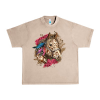 French Oak Floral Appaloosa Horse With Feathers Urban Heavy Tee - LillyAllenDesigns