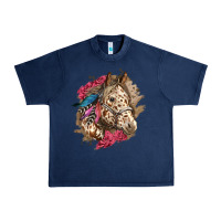 Navy Floral Appaloosa Horse With Feathers Urban Heavy Tee - LillyAllenDesigns