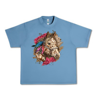 Pebble Blue Floral Appaloosa Horse With Feathers Urban Heavy Tee - LillyAllenDesigns