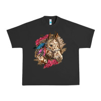 Pigment Black Floral Appaloosa Horse With Feathers Urban Heavy Tee - LillyAllenDesigns