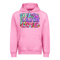 Fuchsia Pink Live laugh love hippie Valentine's Day Urban Hoodie - FaDigitalArtStudio