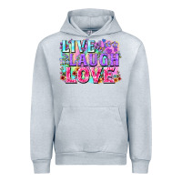 Heather Grey Live laugh love hippie Valentine's Day Urban Hoodie - FaDigitalArtStudio