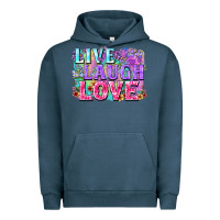 Pigment Midnight Navy Live laugh love hippie Valentine's Day Urban Hoodie - FaDigitalArtStudio