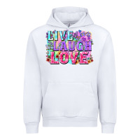 White Live laugh love hippie Valentine's Day Urban Hoodie - FaDigitalArtStudio