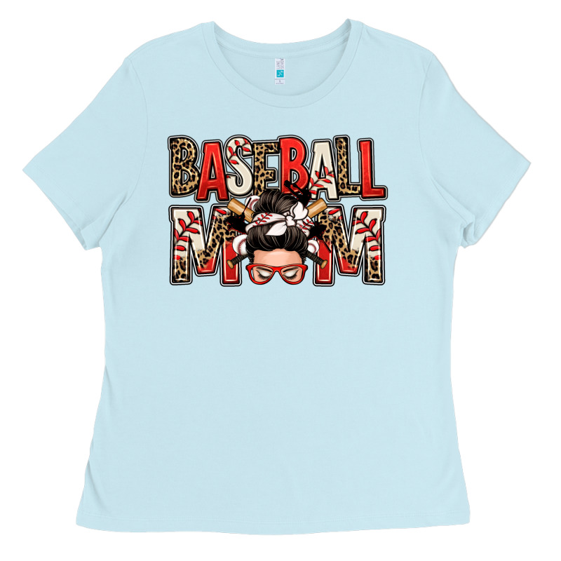 Baseball Mom Messy Bun Ladies Tee by Zillion Design Studio | Teevron