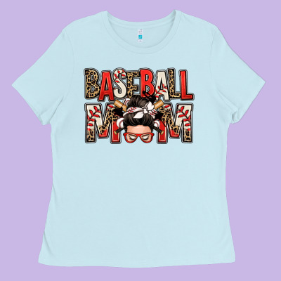 Baseball Mom Messy Bun Ladies Tee Designed By Zillion Design Studio