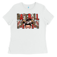 White baseball mom messy bun Ladies Tee - Zillion Design Studio