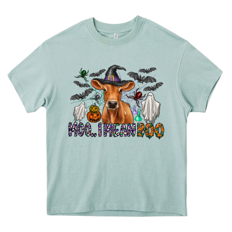 Moo I Mean Boo Heavy Core Tee by CowhideDigitalArt | Teevron