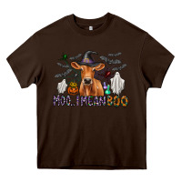 Chocolate Brown Moo I Mean Boo Heavy Core Tee - CowhideDigitalArt