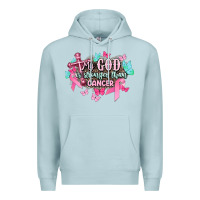 Blue Mist My god is stronger than Cancer Awareness Premium Hoodie - HowdyJamesFarm