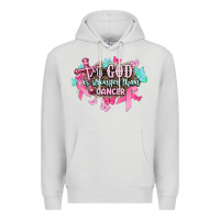 Dove Grey My god is stronger than Cancer Awareness Premium Hoodie - HowdyJamesFarm
