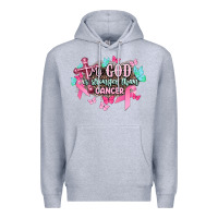 Heather Grey My god is stronger than Cancer Awareness Premium Hoodie - HowdyJamesFarm