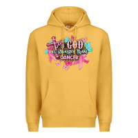 Mustard My god is stronger than Cancer Awareness Premium Hoodie - HowdyJamesFarm