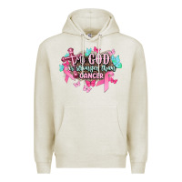 Oatmeal Heather My god is stronger than Cancer Awareness Premium Hoodie - HowdyJamesFarm